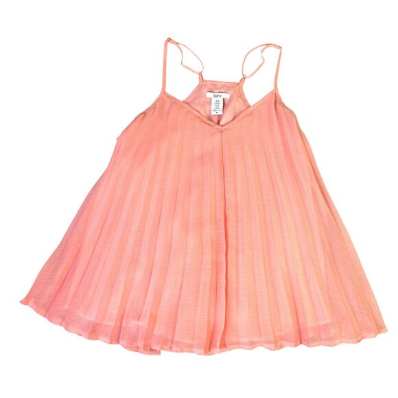 Bar lll Women Pink Pleated Sheer Flare Tank Top Lined Razer Back Size Medium - Picture 6 of 10